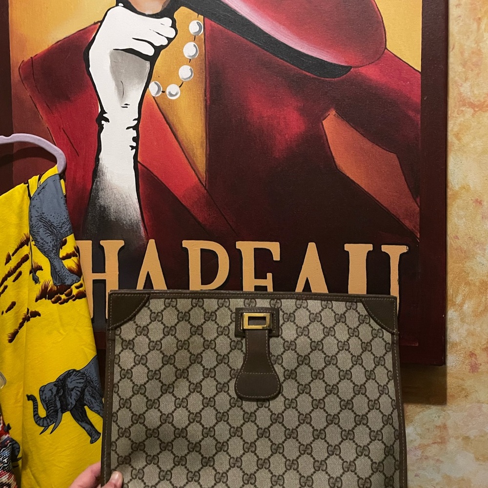 Gucci Brown Monogram portfolio Bag